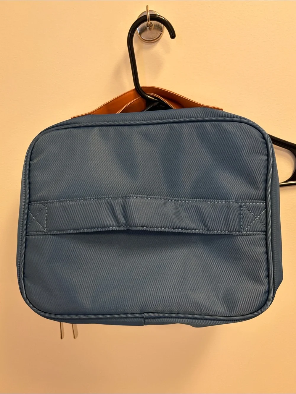 Blue and Tan Quilted Makeup Organizer Case
